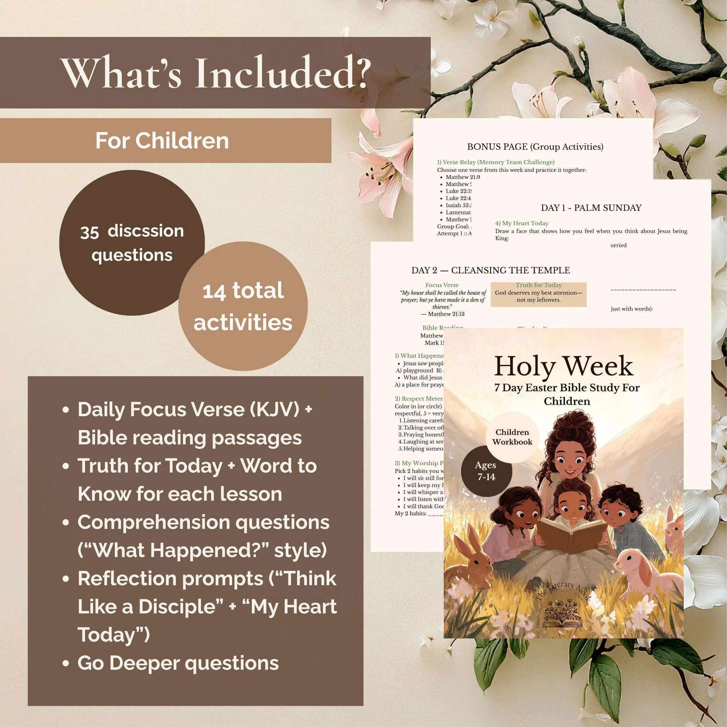 Kids Easter Bible Study Holy Week Workbook for Ages 7-14 KJV